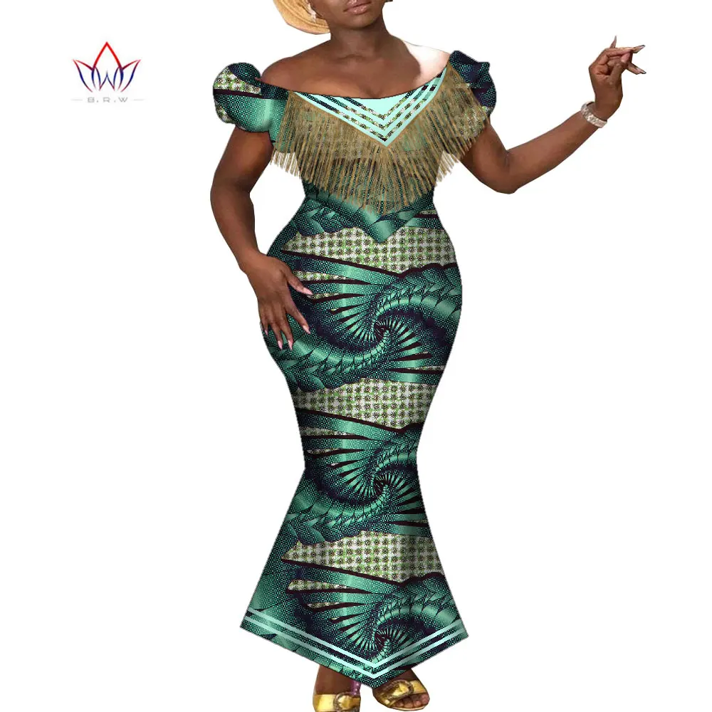 

Fashion Robe Africaine Femme Printed Dresses for Women Puff Sleeve Dashiki Party Lady's Dress Evening Gowns Bazin Riche WY9133