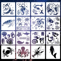 16pcs 1515cm marine life whale dolphin diy layering stencils scrapbooking coloring embossing album decorative painting template
