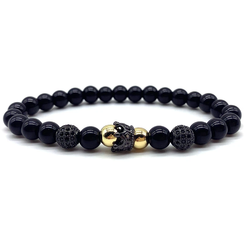 2020 Роскошный корона очаровательный браслет мужская мода 8 мм двойной диско шар
