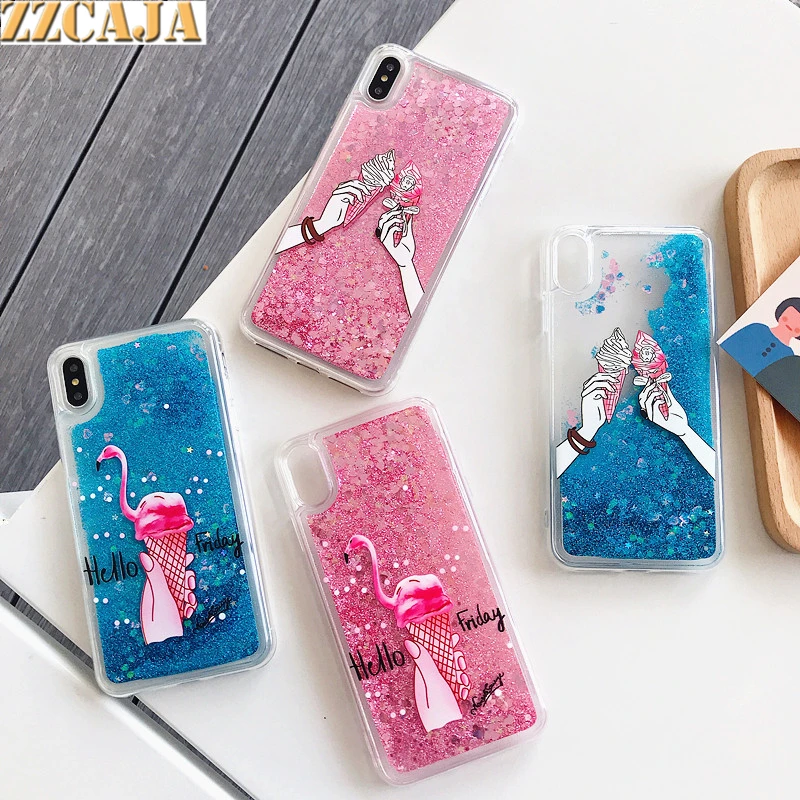 Роскошный Розовый блестящий чехол зыбучие пески для Apple iPhone X XS Max XR Мягкий
