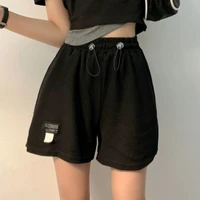 summer korean fashion female clothes shorts women spice girls elastic waist casual sports shorts straight tube wide leg shorts