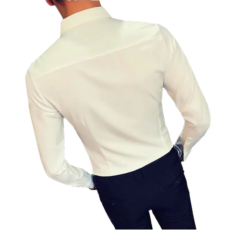 Рубашка мужская с вышивкой приталенный дизайн Топ длинным рукавом модная майка