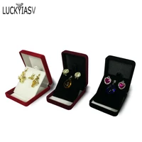 20pcs rectangle jewelry display case 3 colors velvet stud earring storage gift box pendant organizer holder gift box