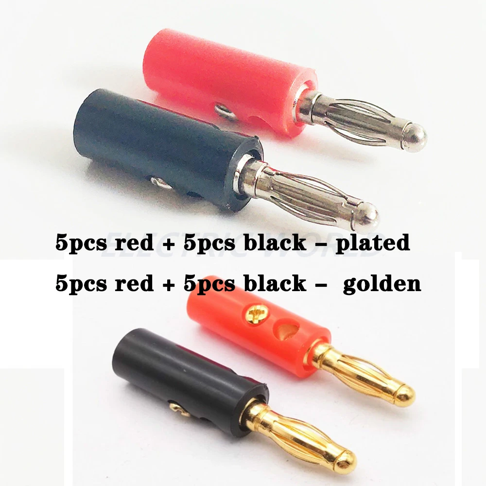 Metal banana clip connector Screw Gold Plate Plugs wire Connectors 4mm in stock Black Red plug socket Crocodile clips | Обустройство