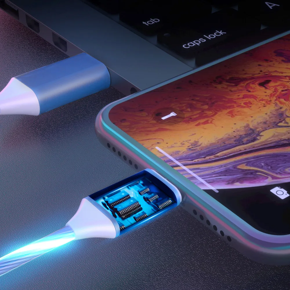 Цветной СВЕТОДИОДНЫЙ usb кабель Type C для Samsung Galaxy A50 A51 A71 быстрой зарядки Xiaomi Redmi Note 8