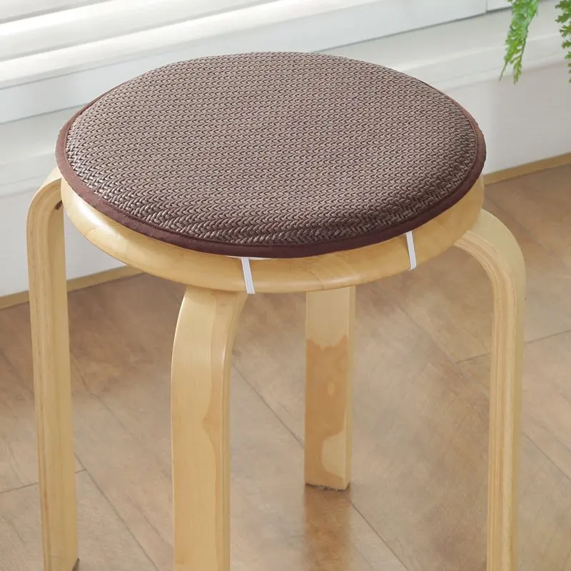 Caffee-Rattan Табурет Круглая Подушка Нескользящая печать мягкий открытый обеденный стул ротанг коврик и губка домашний декор простые шелковые напольные подушки 1P - Цвет: Caffee-Rattan