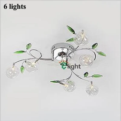 6 lights Современный, хромированный, металлический, для спальни, светодиодные люстры, освещение, блеск, Хрустальный лист, для гостиной, светодиодная подвесная люстра, светильники - Цвет абажура: 6 lights