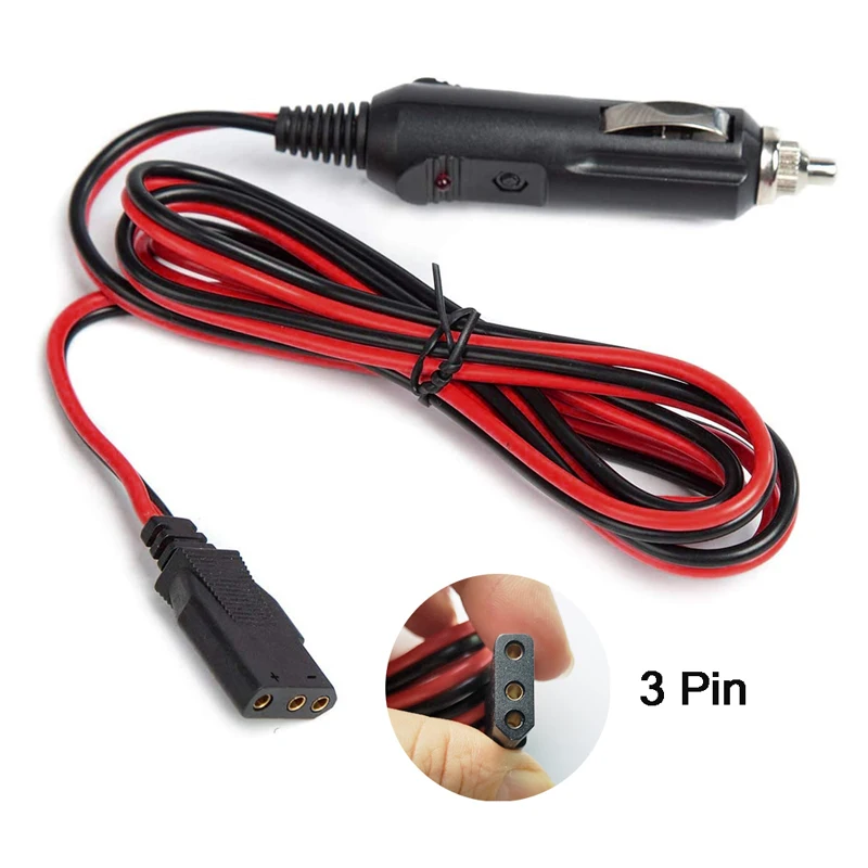 CB power cord cable 2-wire 15A 3-pin Plug Fused Replacement CB Power Cord with 12V Cigarette Lighter Plug for CB/Ham Radio