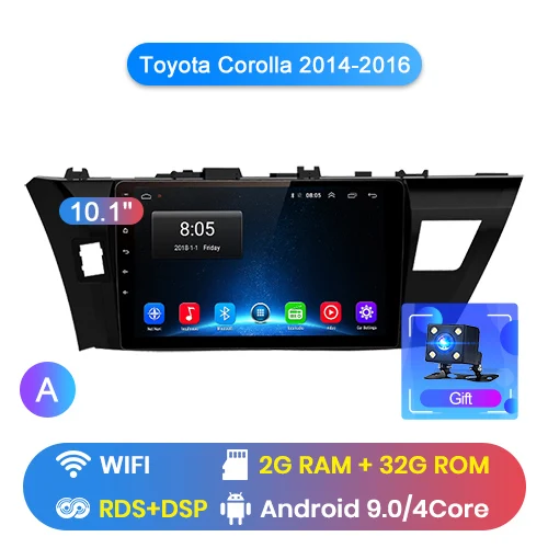 WIFI 2-32G-A Junsun V1 pro 4G+ 64G CarPlay Android 9,0 DSP для Toyota Corolla автомобильный Радио Мультимедиа Видео плеер gps RDS 2 din dvd - Цвет: WIFI 2-32G-A