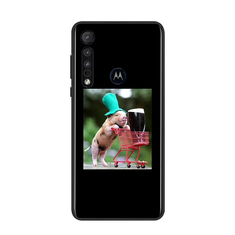 

Cute Pink Pet Pig for Motorola G9 G8 G Edge One E7 E6 Power Lite Marco Hyper Fusion Plus Play Black Phone Case