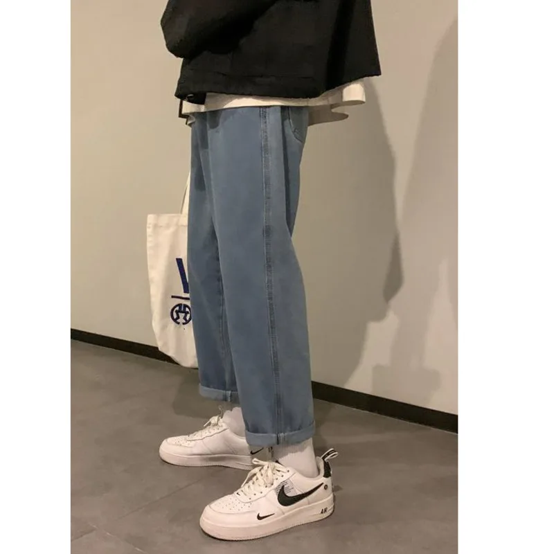 

Men's jeans 2021 spring and winter new slim solid color wide-leg straight jeans loose casual fashion young men's clothing