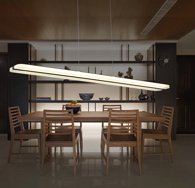100CM office dinning room oblong long line strip rectangular Acrylic LED chandelier light dimmable with long strip hanging lamp