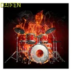 Полная квадратная Алмазная вышивка, огненный дым, Череп, барабан, Гонг-браслет, 5D сделай сам, алмазная живопись, вышивка крестиком, полная круглая Алмазная мозаика