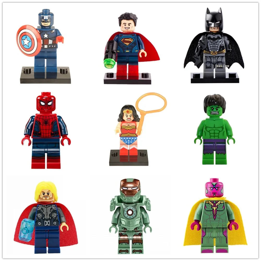 Совместимые фигурки супергероев Legoinglys Человек паук Капитан Америка железный