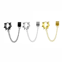 new fashion stud earrings punk stainless steel chain ear bones clip for teens women men ear cuffs jewelry 1pcs silver earrings