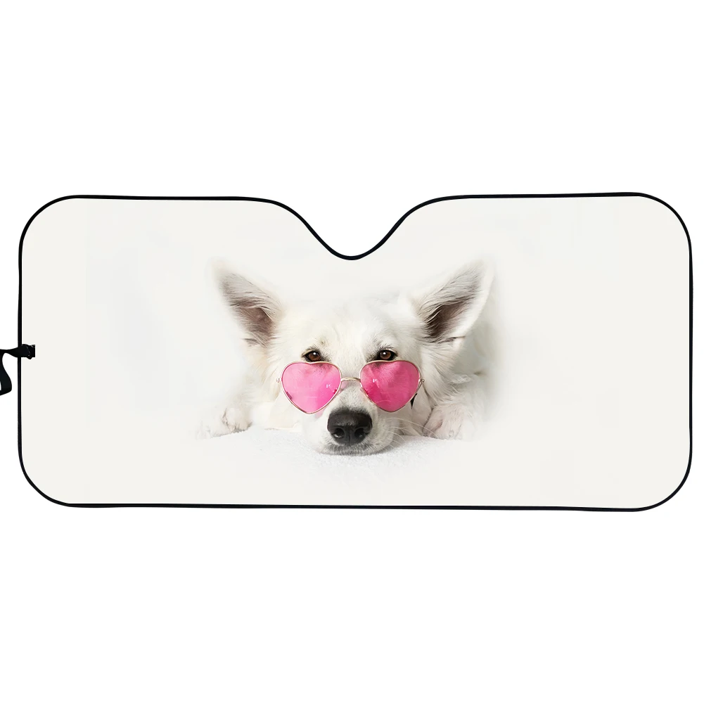 

PinUp Angel Stylish Car Sunshade Windshield Cover Funny Dog Prints Universal Car Gloss Sun Shade 2021 New Vehicle Heat Reflector
