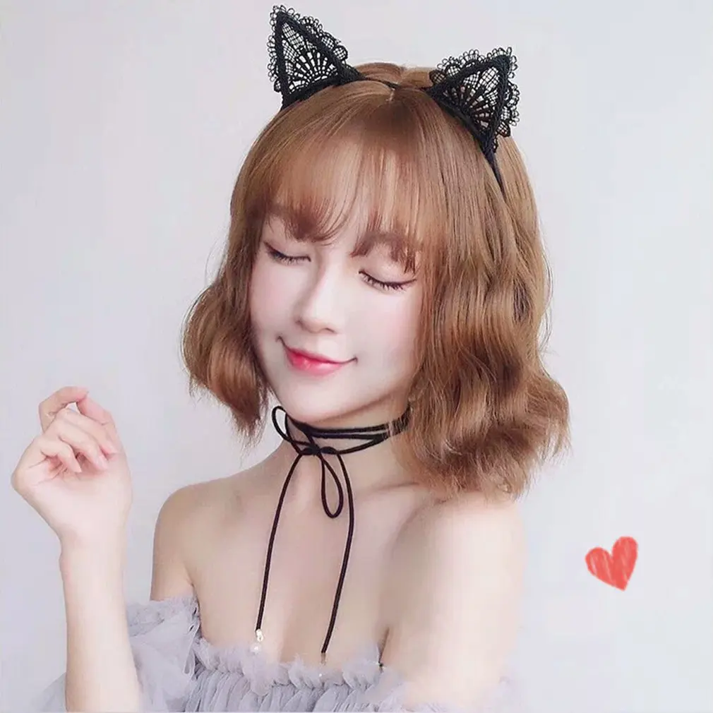 Кружевные повязки на голову с котенком для девушек и женщин модные головной убор