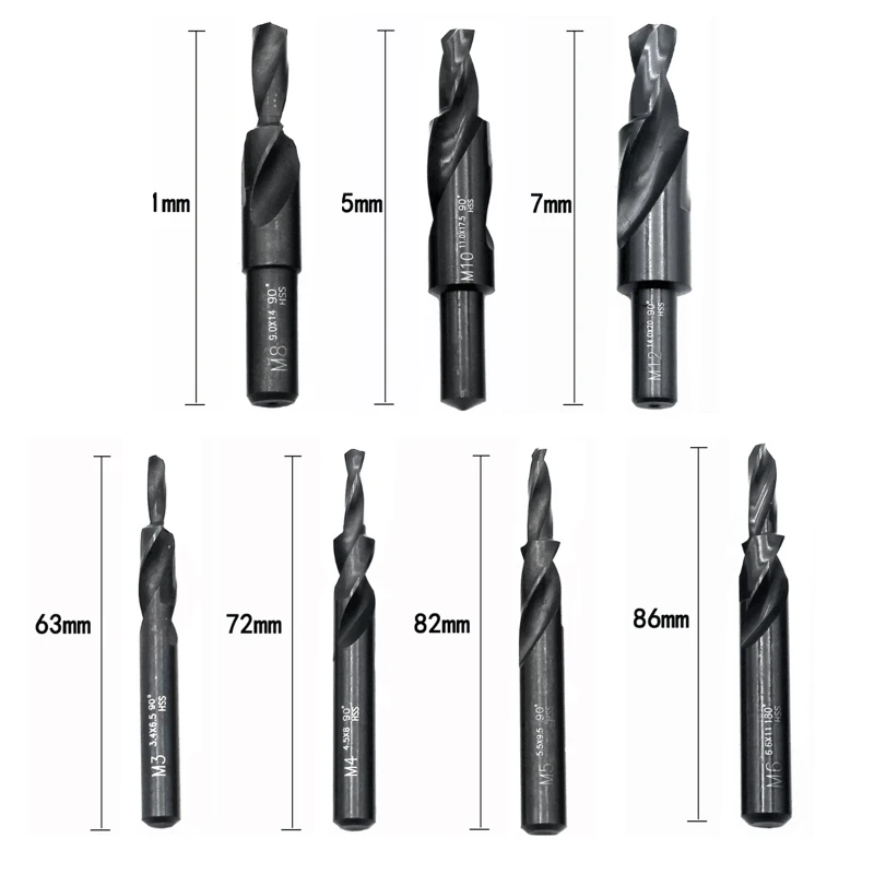 

M3-M12 90/180 Degree HSS Twist Step Drill Bits 6542 Nitride Template Drills Countersunk Mold Drilling