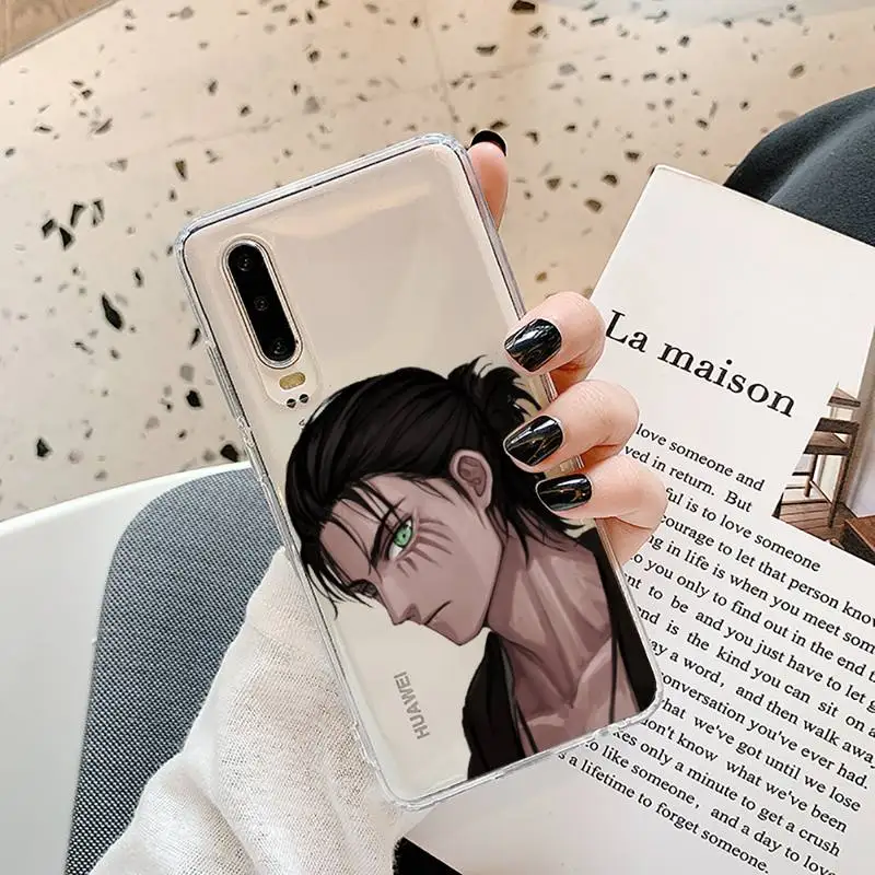

Attack on Titan Eren Jaeger Phone Case Transparent for Samsung A71 S9 10 20 HUAWEI p30 40 honor 10i 8x xiaomi note 8 Pro 10t 11