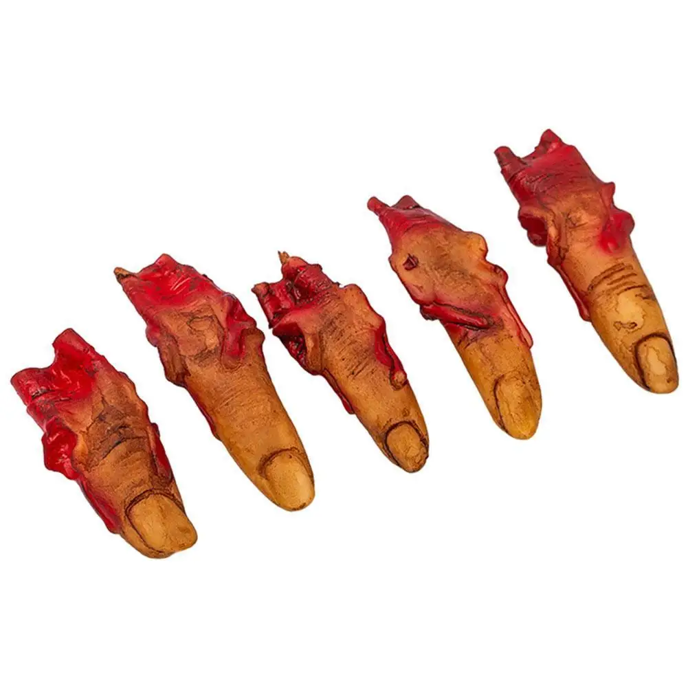 

5 шт., реквизит в виде кровавого пальца, игрушка, ужасные пальцы, реквизит для Хэллоуина, запчасти для крови, аксессуары вечерние