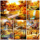 алмазная мозаика вышивка крестом наборы декор для дома алмазная вышивка 5D алмазная живопись, полная выкладка, осенняя Алмазная мозаика, алмазная вышивка, лес, пейзаж, вышивка крестиком, картина Стразы, домашний декор