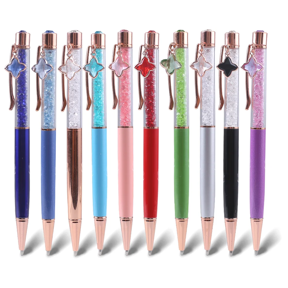 

Crystal Diamond Novelty Ballpoint Pen Spinning School Office Supply Accessory Roller Rollerball Ballpen Rose Gold Pink Item Blue