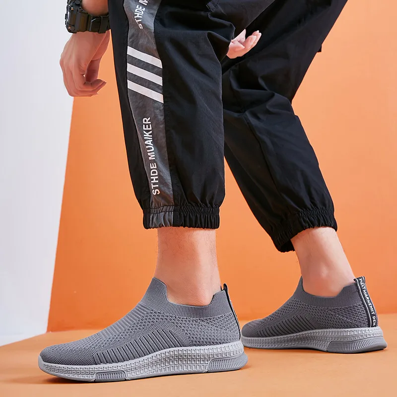 SALUDAS Men Sport Shoes Lightweight Running Shoes Fashion Athletic Casual Shoes Breathable Walking Knit Slip On Sneakers
