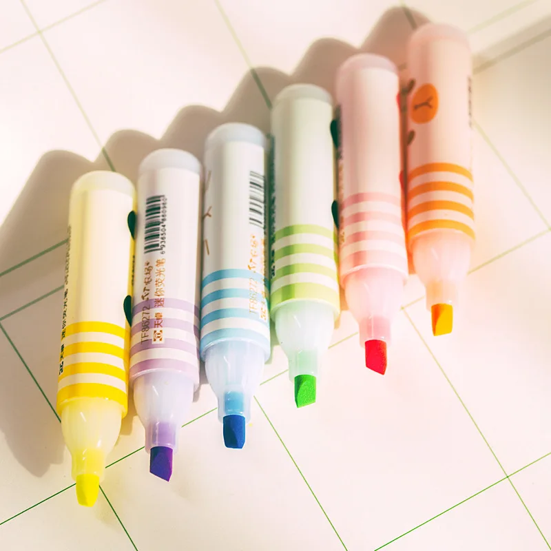 

6pcs/set Cute Mini Scent Highlighter Marker Pen Drawing Paint Marker Stationery School Office Supplies for Students Kids