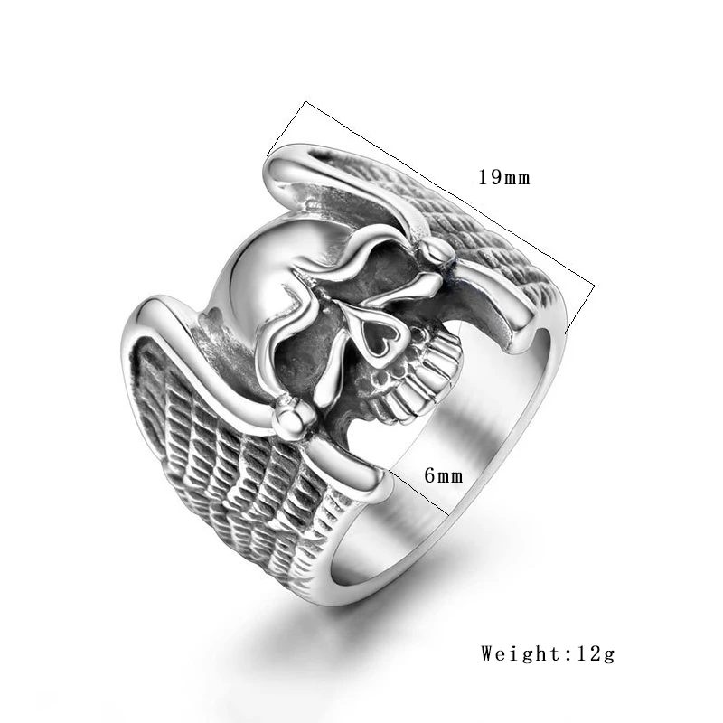 Винтаж для девочек подростков с крыльями ангела кольцо черепом Для мужчин панк