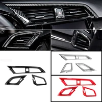 for honda civic 10th 2016 2017 accessories car conditioner air outlet decoration cover trim car sticker styling 3pcs abs plastic
