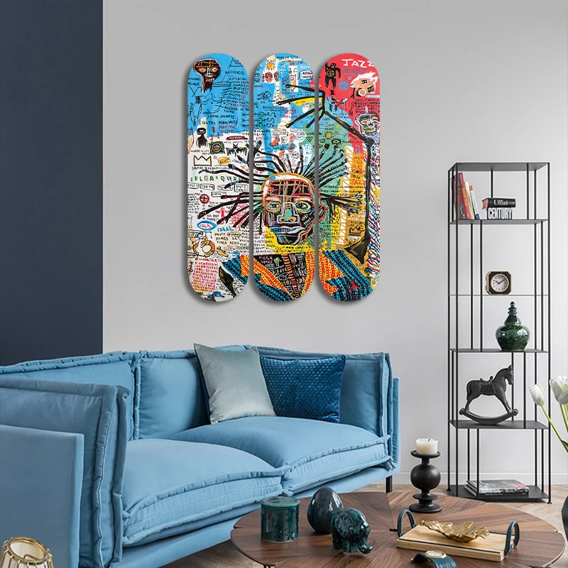 

Decorative Skateboard Art Graffiti Collection Skate Deck Jean Michel Basquiat Wall Hanging for Wall Decorations Living Room