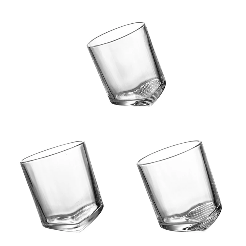 

Whiskey Cups Wine Mug Water Cup Cocktail Mugs with Tilting Bottom Glass Material 3 Styles to Choose for Bar Home Kitchen