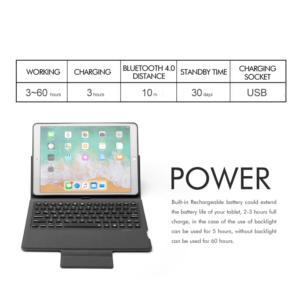 Для iPad 10,2, 7 цветов, Беспроводная Bluetooth клавиатура, кожаный чехол с подставкой, умный флип-чехол со встроенным держателем для карандашей