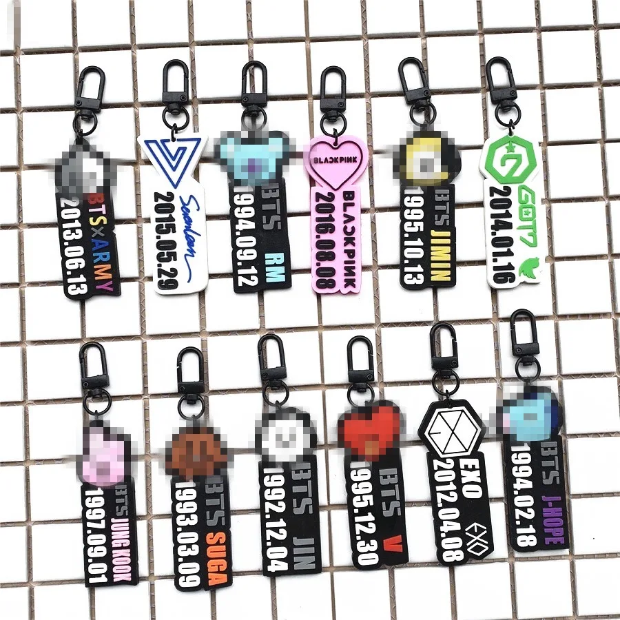 

1.KPOP HQBTSC Bangtan Boys Groups Creative Cartoon Cute EXO TWICE got7 Keychain Zipper Pull Head Pendant Peripheral