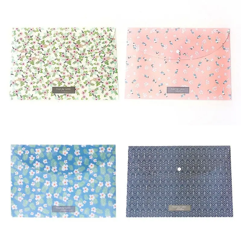 

Durable Folder Snap Floral File Bag Paper A4 School Stationery Office Supplies WXTA