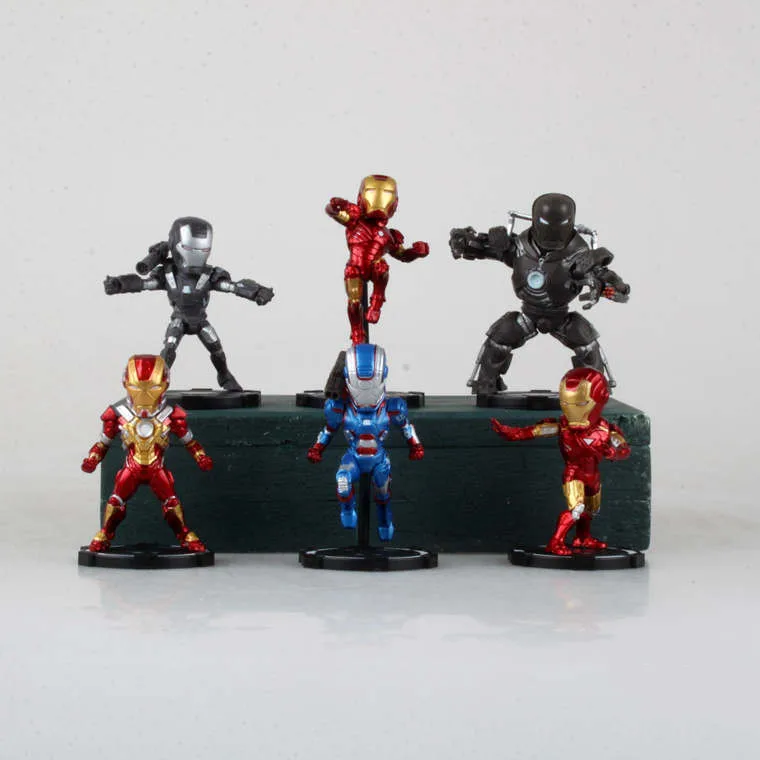 

6 штук Железный человек в коробке с основанием фигурка Marvel 8 см