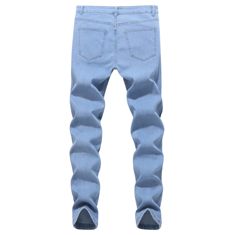 European And American Men's Skinny Jeans Youth Mid-Waist Pants