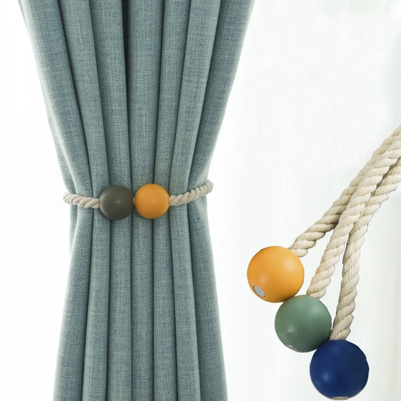 Магнитная деревянные бусины ремни для штор галстук на спине подвесной шар