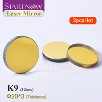 startnow 3pcslot k9 laser mirror dia 20 3mm glass with golden coating reflective lens for 40w laser co2 carving machine parts