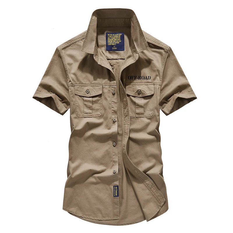 Мужская летняя рубашка карго с коротким рукавом модная Повседневная Униформа в