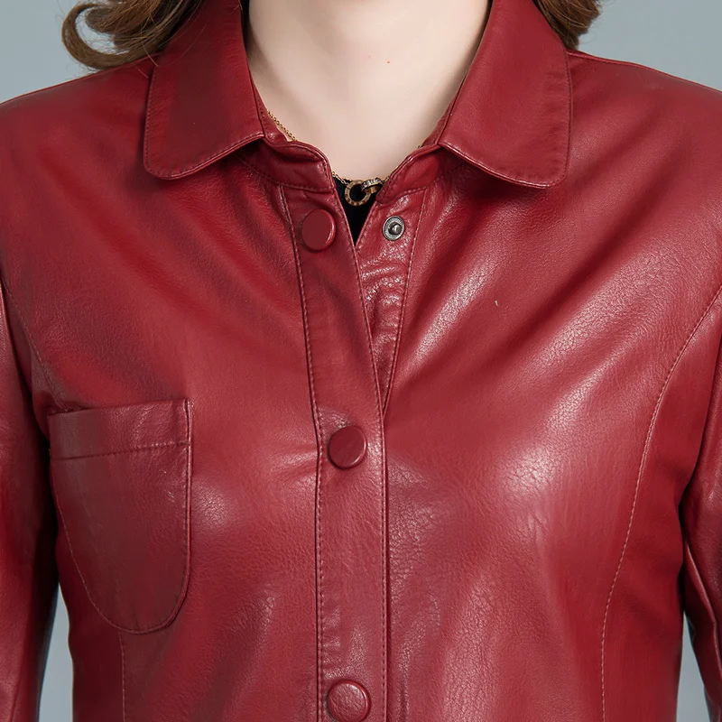 Женская куртка из искусственной кожи Changchun осенняя модная локомотивная кожаная