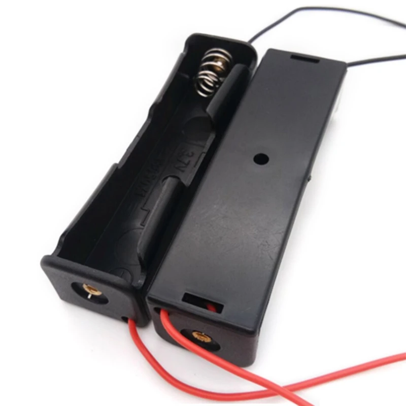 

18650 Button Top Single Battery Pack of 18650 Battery Case Holder Storage Box with Wire Leads H9EB
