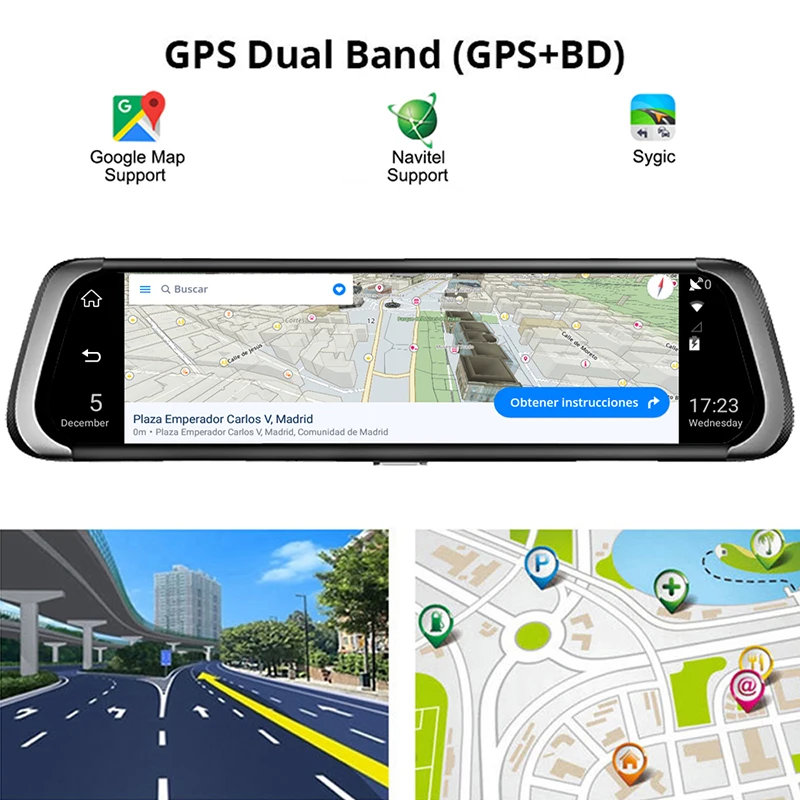 Автомобильное Зеркало видеорегистратор Bluavido 10 дюймов IPS 4G Wi Fi Android GPS навигация ADAS