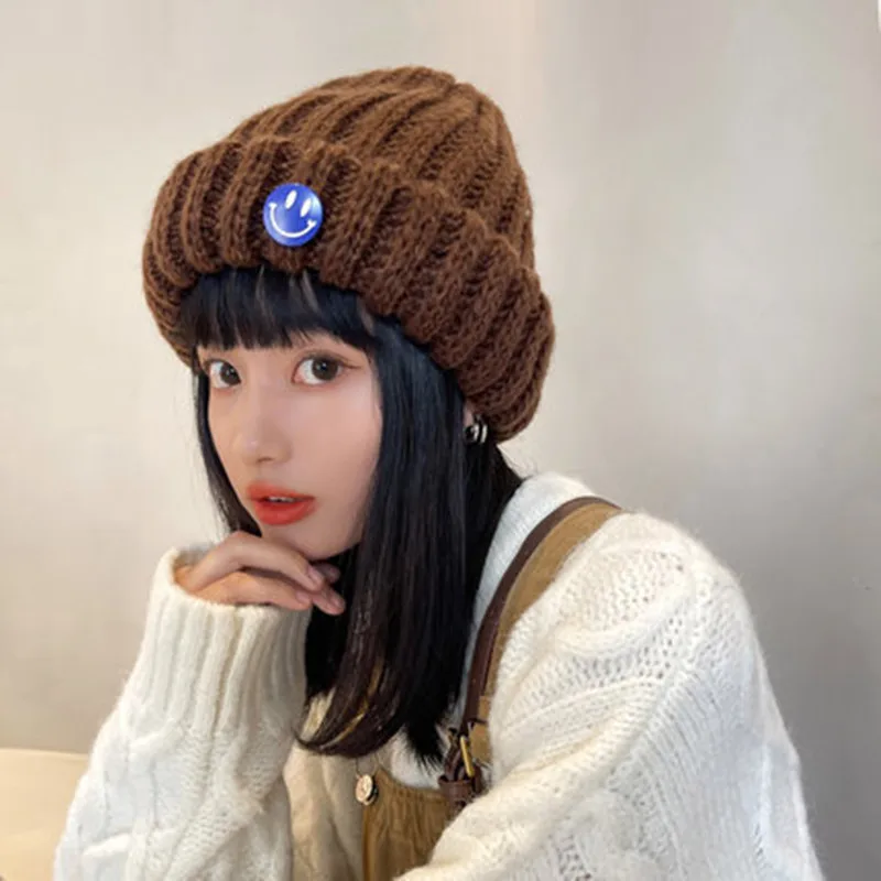 

New Style Big Head Woolen Cap Autumn and Winter Knitted Hat Fashion All-match Japanese and Korean Version To Keep Warm In Winter