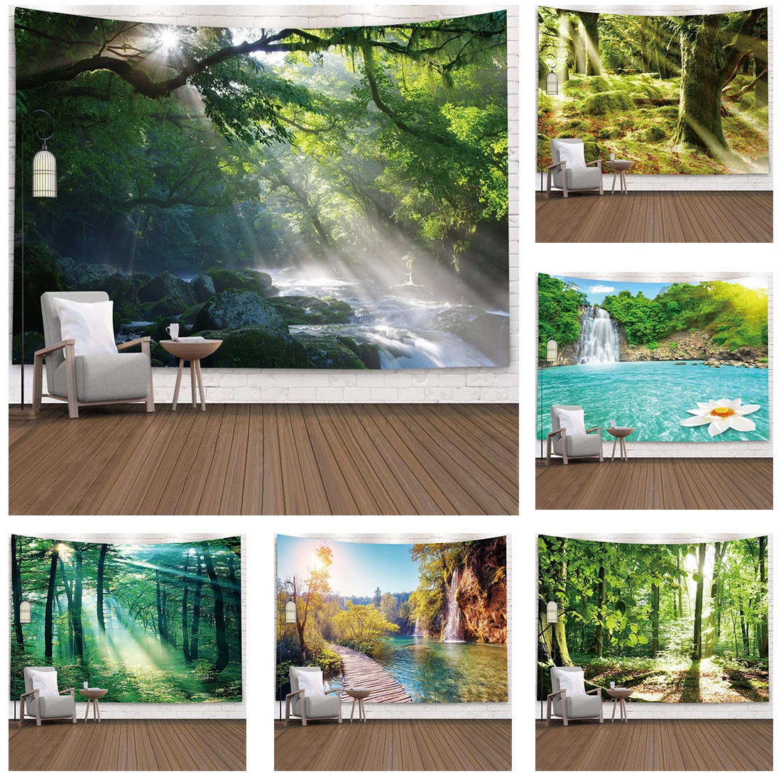 

Natural Forest Landscape Tapestry Psychedelic Scene Mandala Home Art Decorative Tapestry Hippie Bohemian Yoga Mattress Tapestry