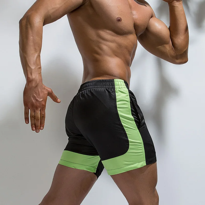 Синий серый Лоскутные дышащие мужские купальный костюм шнурок плавки