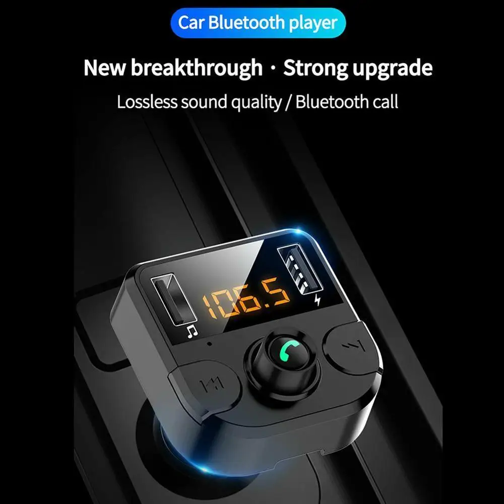 Автомобильное зарядное устройство с двумя USB-портами FM-трансмиттером Bluetooth