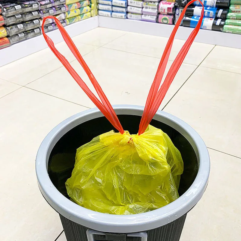 Прочный утолщенный пластиковый мешок для мусора на шнурке кухни спальни