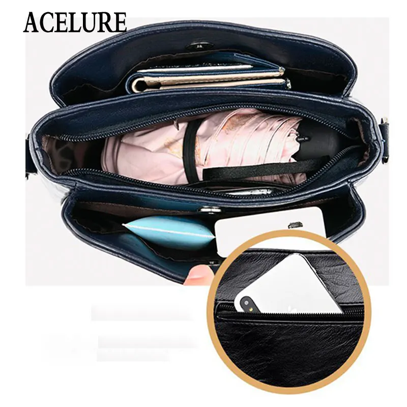

ACELURE Simple Fashion Small High Capcity Women Solid Color PU Leather Shoulder Crossbody Bags Zipper Women Bags Female Purse