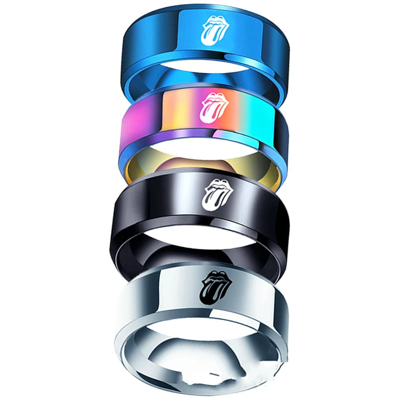 

8mm The Rolling Stones Ring, Fan Gift Rings, Titanium Steel Rings for Men and Women, Fashion Accessories